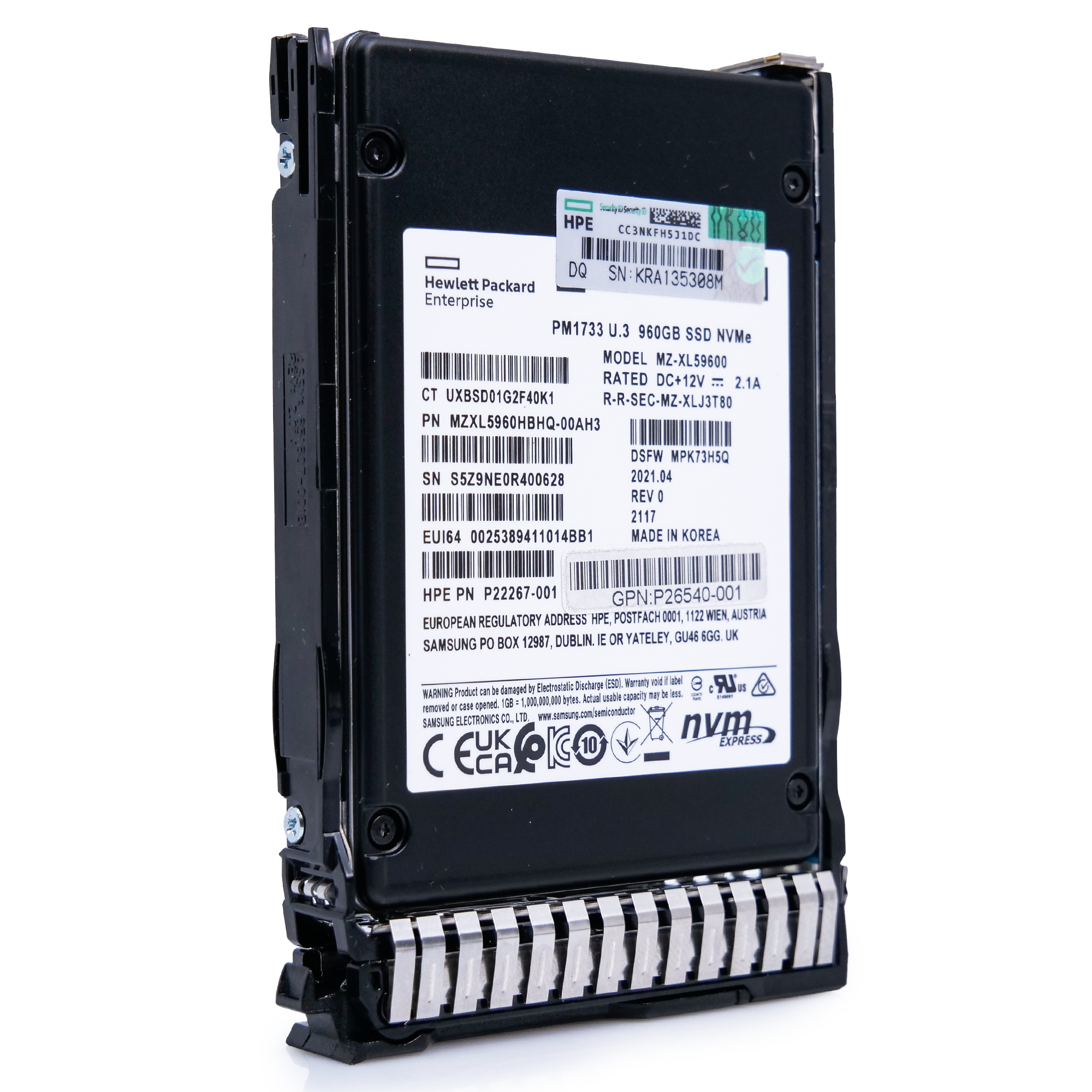 HP Generation 10 P26540-001 960GB 1 DWPD U.3 NVMe PCIe Gen 4.0 2.5in Enterprise Solid State Drive