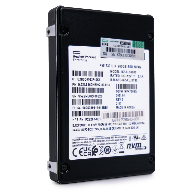Samsung/HP PM1733 MZXL5960HBHQ 960GB 1 DWPD U.3 NVMe PCIe Gen 4.0 2.5in Enterprise Solid State Drive