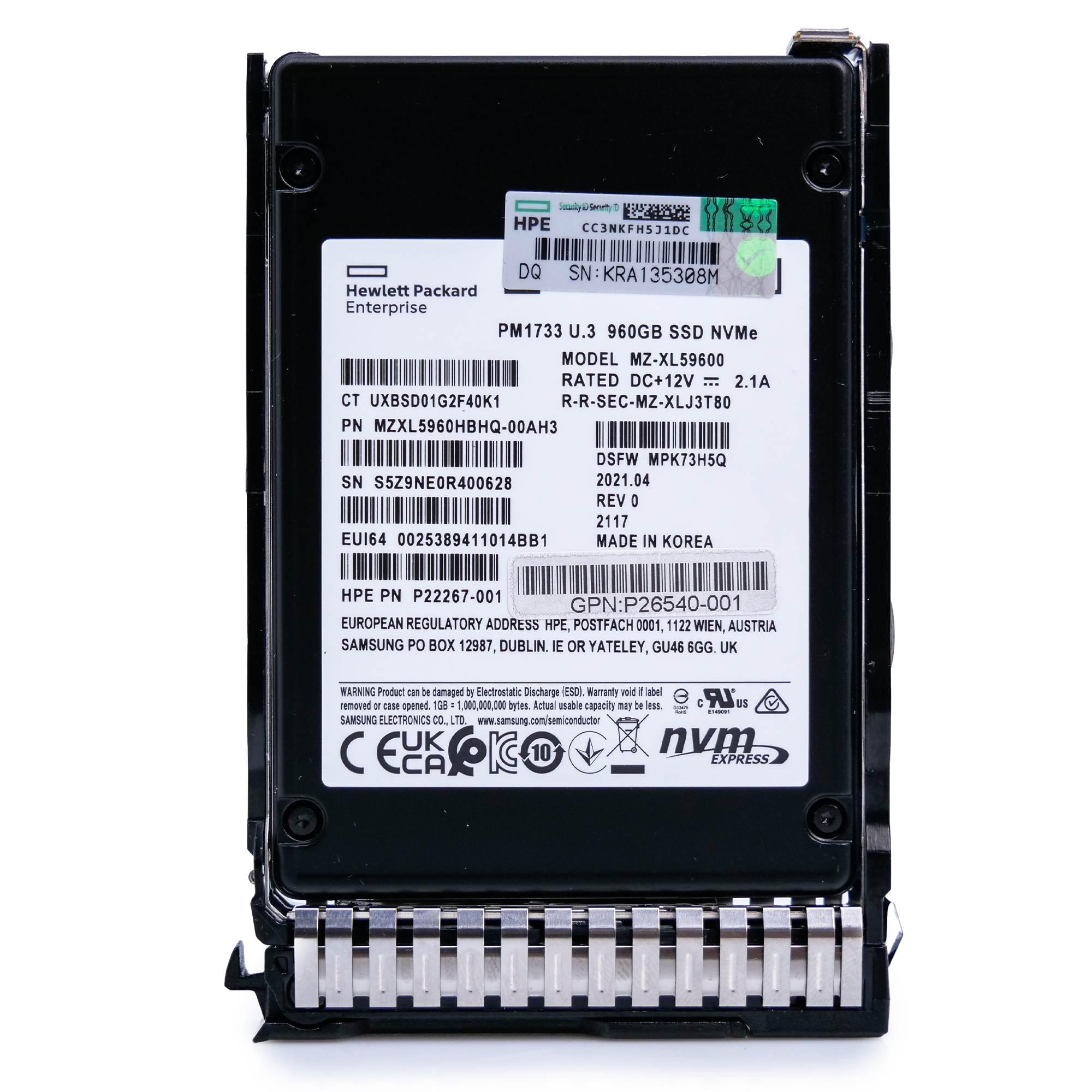 HP Generation 10 P26540-001 960GB 1 DWPD U.3 NVMe PCIe Gen 4.0 2.5in Enterprise Solid State Drive