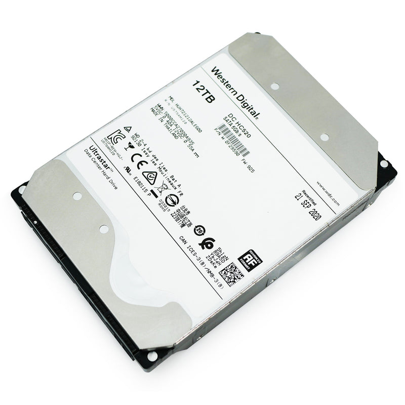 Western Digital Ultrastar DC HC520 HUH721212ALE600 0F29590 12TB 7.2K RPM SATA 6Gb/s 512e 256MB 3.5" ISE Power Disable Pin Refurbished HDD