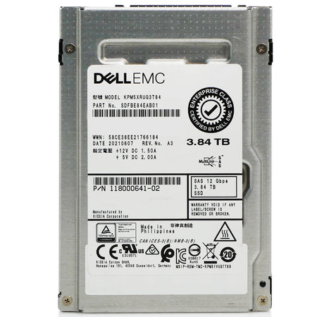 Dell/Toshiba PM5-R KPM5XRUG3T84 3.84TB 1 DWPD SAS 12Gb/s 3D TLC 2.5in Refurbished SSD