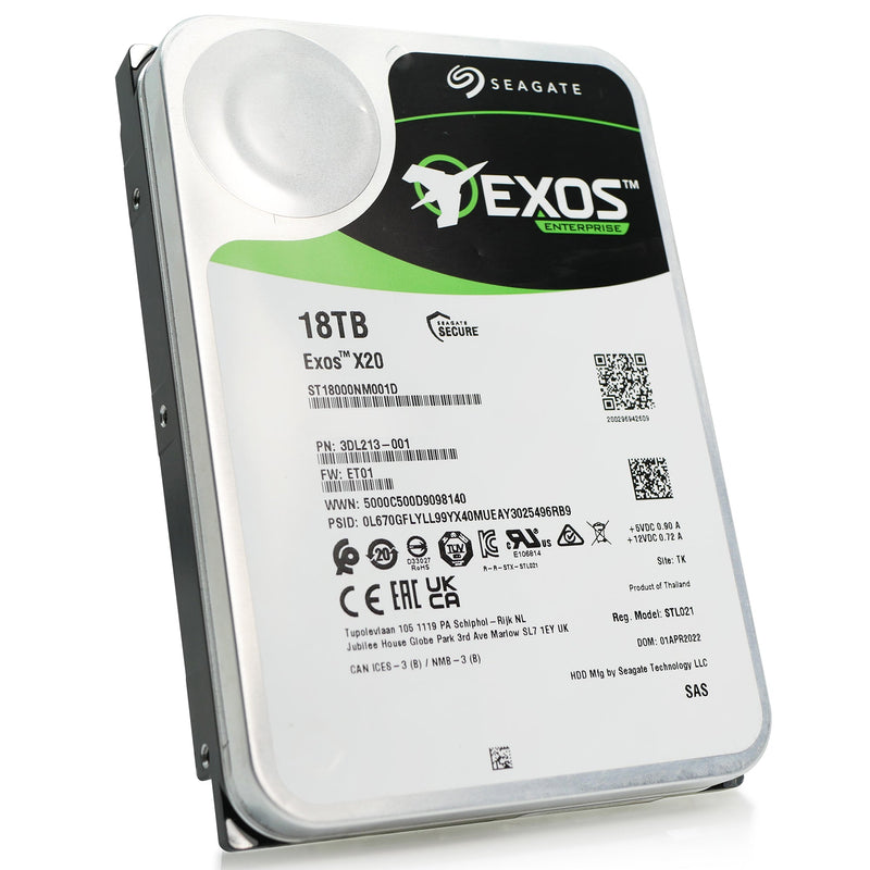 Seagate Exos X20 ST18000NM001D 18TB 7.2K RPM SAS 12Gb/s 512e 3.5in Hard Drive