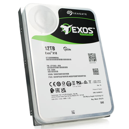 Seagate Exos X18 ST12000NM004J 12TB 7.2K RPM SAS 12Gb/s 512e 3.5in Refurbished HDD