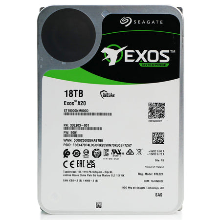 Seagate Exos X20 ST18000NM000D 18TB 7.2K RPM SAS 12Gb/s 3.5in Refurbished HDD