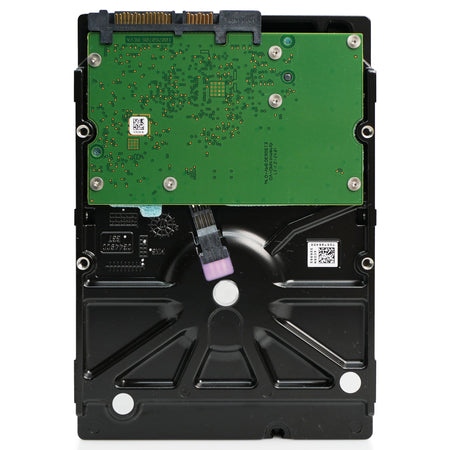 Seagate Exos 7E8 4TB SATA hard drive, underside circuit board, straight-on