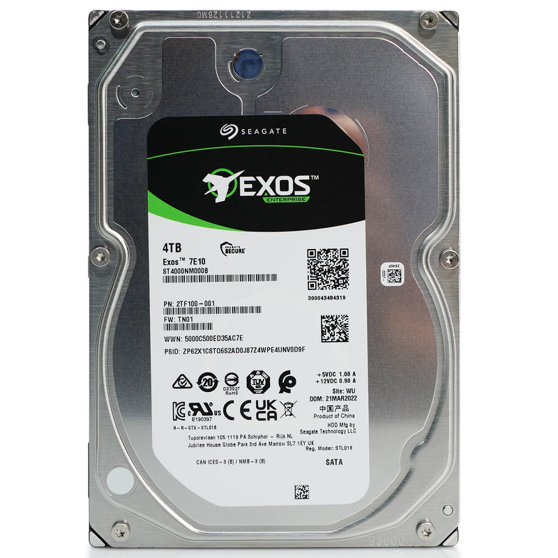 Seagate Exos 7E10 ST4000NM000B 4TB 7.2K RPM SATA 6Gb/s 512n 3.5in Hard Drive