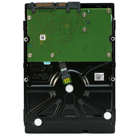 Seagate Exos 7E8 4TB SATA hard drive, underside circuit board, straight-on