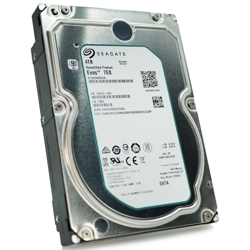 Seagate Exos 7E8 ST4000NM0035 4TB 7.2K RPM SATA 6Gb/s 512n 128MB 3.5" Manufacturer Recertified HDD