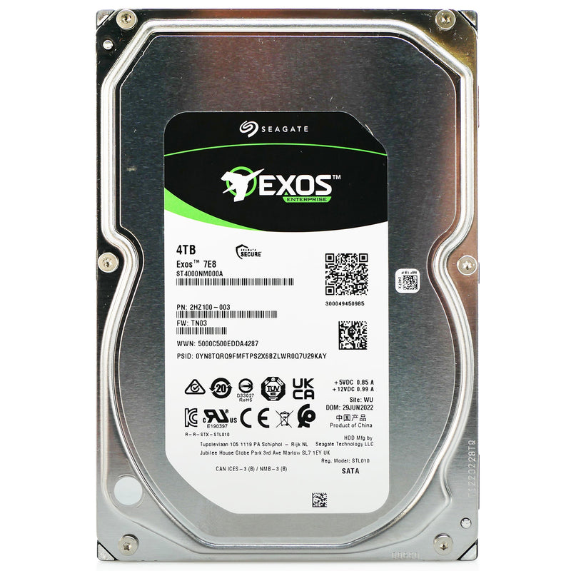 Seagate Exos 7E8 ST4000NM000A 4TB 7.2K RPM SATA 6Gb/s 512n 3.5in Hard Drive