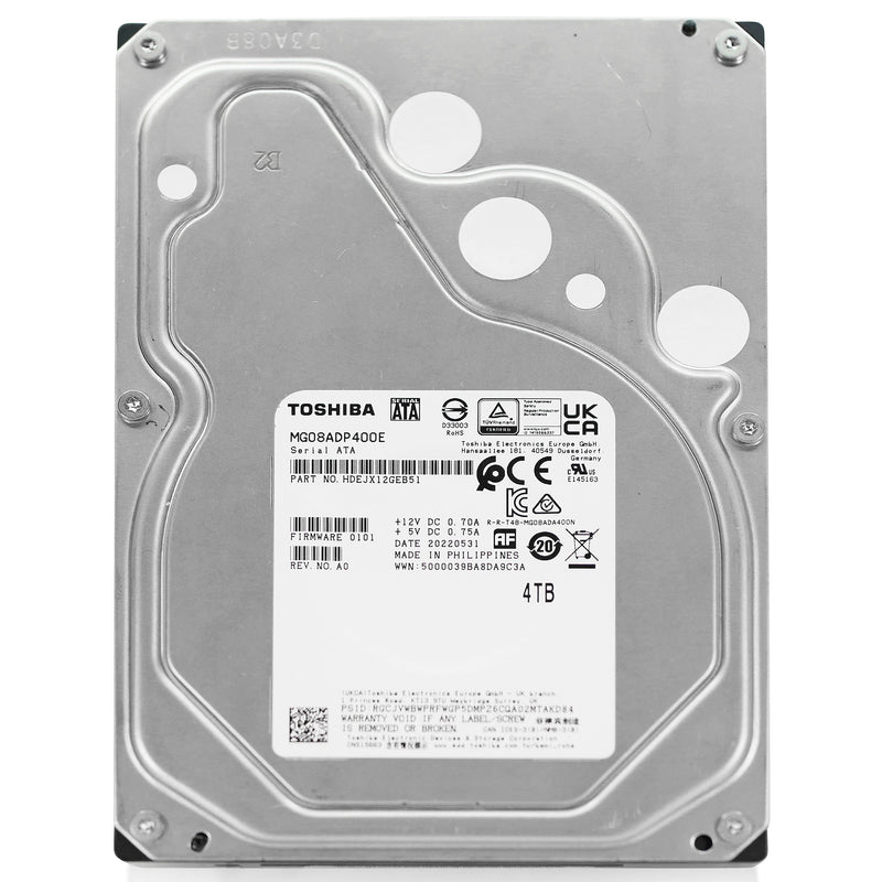 Toshiba MG08-D MG08ADP400E 4TB 7.2K RPM SATA 6Gb/s 512e 3.5in Hard Drive, front view