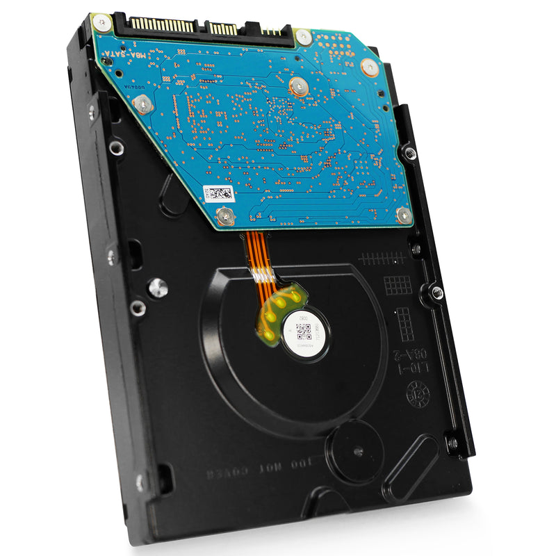 Toshiba MG08-D MG08ADP400E 4TB 7.2K RPM SATA 6Gb/s 512e 3.5in Hard Drive, back angled view