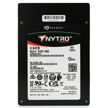 Seagate Nytro 3350 XS3840SE70045 3.84TB 1 DWPD SAS 12Gb/s 3D eTLC 2.5in Solid State Drive