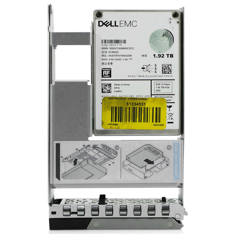 Dell G14 0J68N1 1.92TB 1 DWPD SAS 12Gb/s MLC Hybrid 3.5in Refurbished SSD