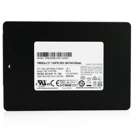 Samsung PM863a MZ7LM3T8HMLP 3.84TB SATA 6Gb/s 1.3 DWPD 3D TLC 2.5" Solid State Drive