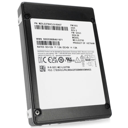 Samsung PM1653 MZILG3T8HCLS 3.84TB 1 DWPD SAS-4 24 Gb/s 3D TLC 2.5in Refurbished SSD