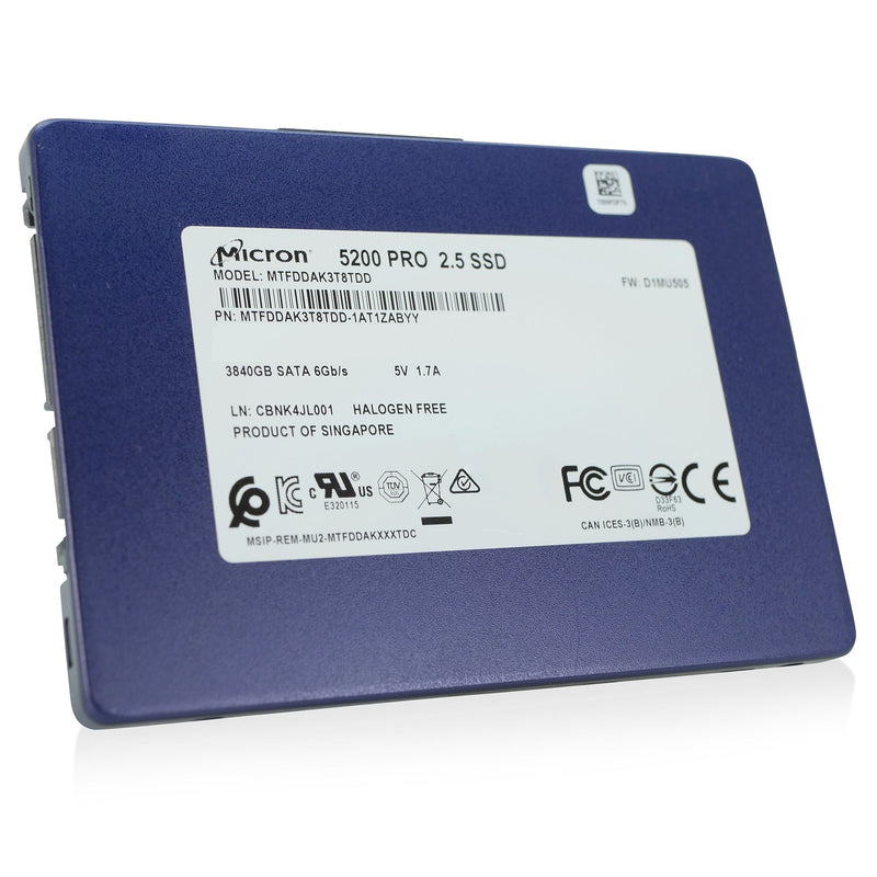 Micron 5200 Pro MTFDDAK3T8TDD 3.84TB SATA 6Gb/s 3D TLC 2.5in Refurbished SSD