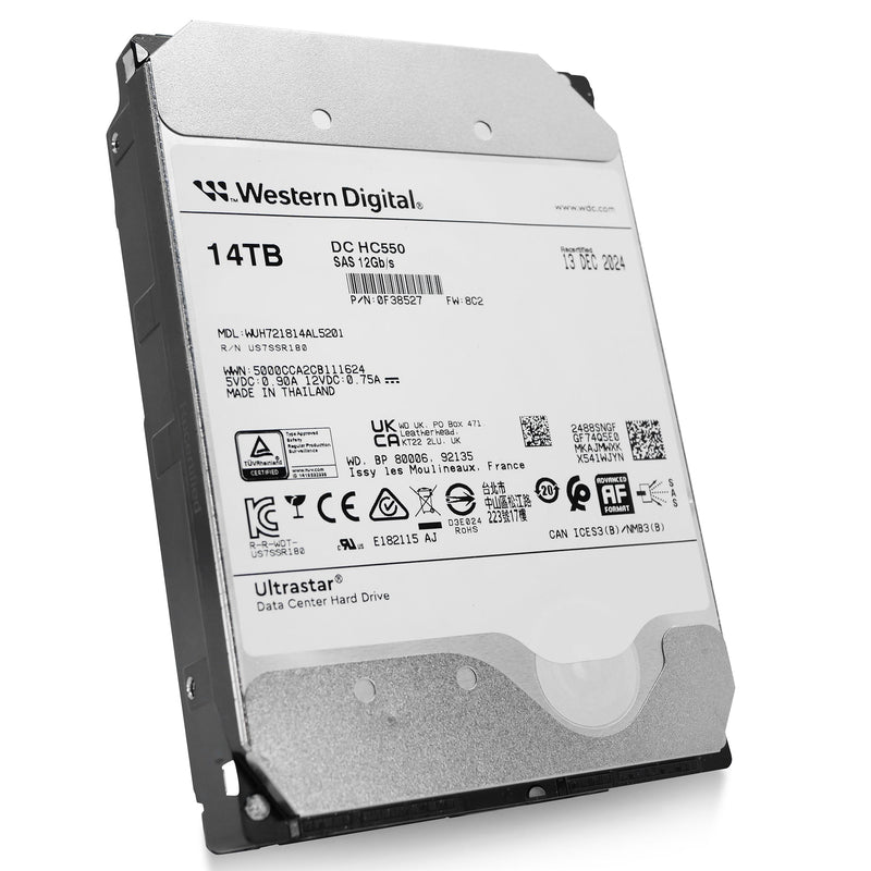 Western Digital Ultrastar DC HC550 WUH721814AL5201 0F38527 14TB 7.2K RPM SAS 12Gb/s 512e 3.5in Recertified Hard Drive