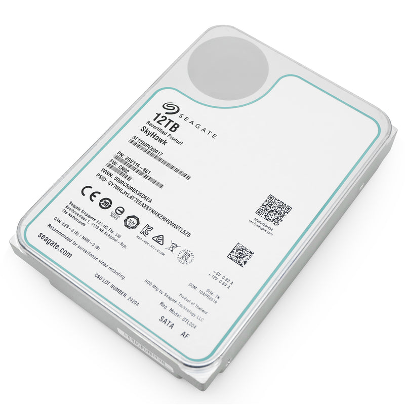 Seagate SkyHawk ST12000VX0017 12TB 7.2K RPM SATA 6Gb/s 512e 3.5in Recertified Hard Drive