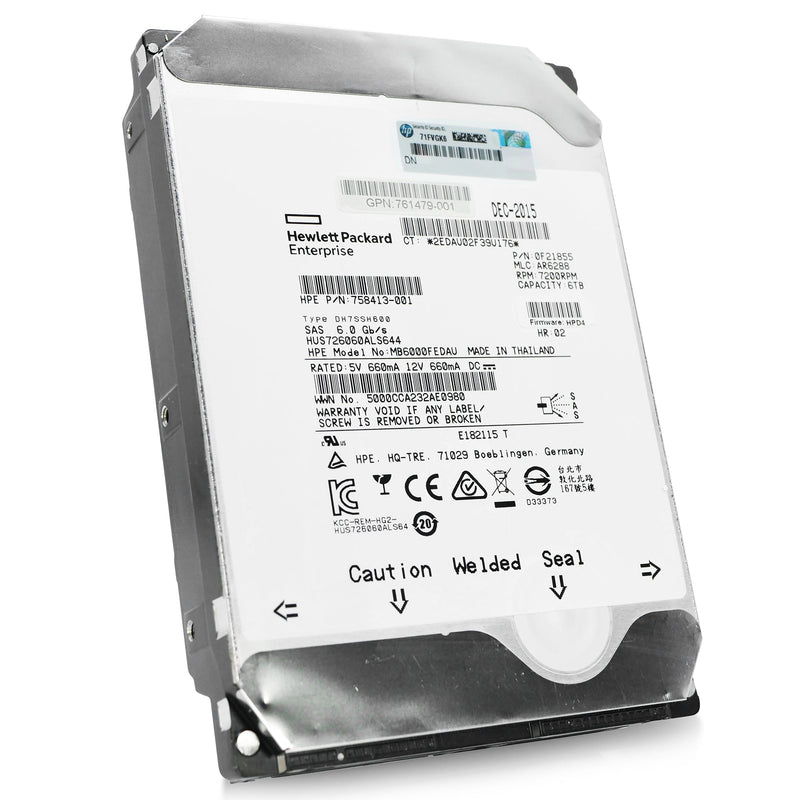 HP Gen8 HUS726060ALS644 0F21855 6TB 7.2K RPM SAS 6Gb/s 512n 3.5in Refurbished HDD