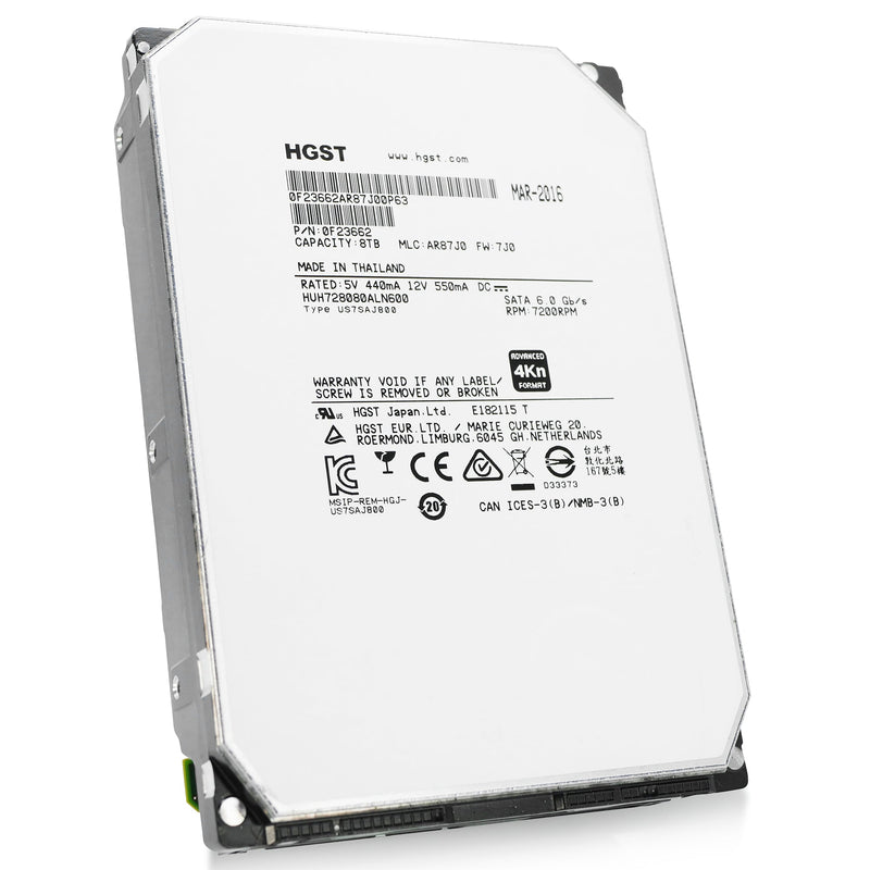 HGST Ultrastar He8 HUH728080ALN600 0F23662 8TB 7.2K RPM SATA 6Gb/s 128MB 4Kn 3.5" HDD