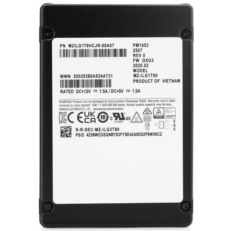 Samsung PM1653 MZILG1T9HCJR 1.92TB 1 DWPD SAS-4 24Gb/s V-NAND TLC 2.5in Solid State Drive