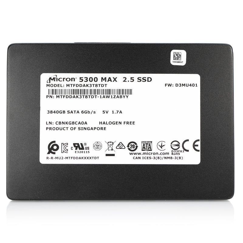Micron 5300 MAX MTFDDAK3T8TDT 3.84TB SATA 6Gb/s 3D TLC 2.5in Solid State Drive