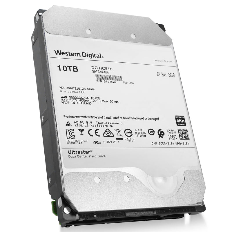 Western Digital DC HC510 HUH721010ALN600 0F27502 10TB 7.2K RPM SATA 6Gb/s 4Kn 256MB 3.5" ISE Power Disable Pin Hard Drive
