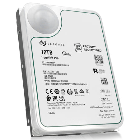 Seagate IronWolf Pro ST12000NT001 12TB 7.2K RPM SATA 6Gb/s 512e 3.5in Recertified Hard Drive