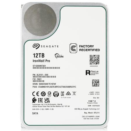 Seagate IronWolf Pro ST12000NT001 12TB 7.2K RPM SATA 6Gb/s 512e 3.5in Recertified Hard Drive