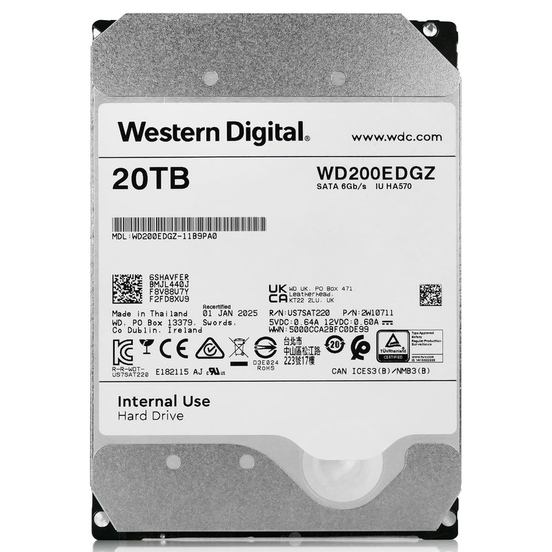 Western Digital WD200EDGZ 20TB 7.2K RPM SATA 6Gb/s 512e 3.5in Recertified Hard Drive