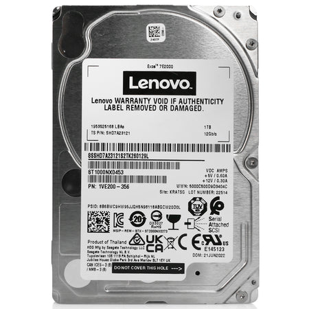Seagate/Lenovo Exos 7E2000 ST1000NX0453 1TB 7.2K RPM SAS 12Gb/s 512n 2.5in Hard Drive