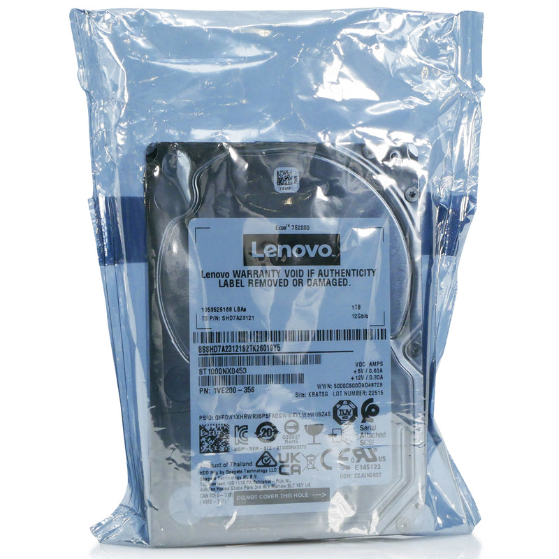 Seagate Exos 7E2000 ST1000NX0453 1TB 7.2K RPM SAS 12Gb/s 512n 2.5in Hard Drive, sealed front view
