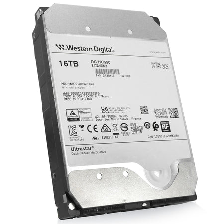Western Digital Ultrastar DC HC550 WUH721816ALE601 0F38455 16TB 7.2K RPM SATA 6Gb/s 512e 3.5in Recertified Hard Drive