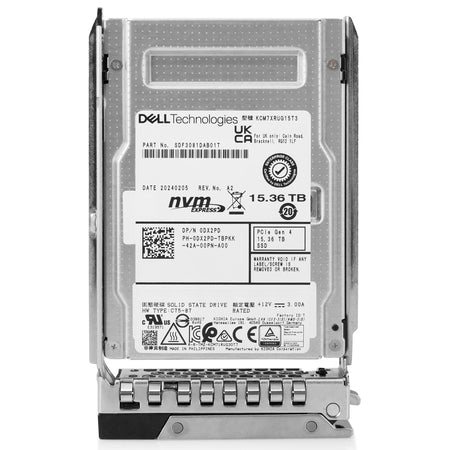 Dell G14 0DX2PD 15.36TB 1 DWPD PCIe Gen 4.0 x4 8GB/s Mixed Use U.2 NVMe 3D TLC 2.5in Solid State Drive