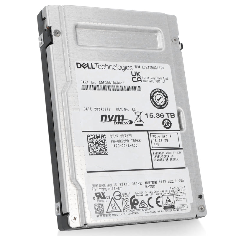 Kioxia CM7-R KCM7XRUG15T3 0DX2PD 15.36TB 1DWPD PCIe Gen 4.0 x4 8GB/s U.2 NVMe Read Intensive 3D TLC 2.5in Solid State Drive