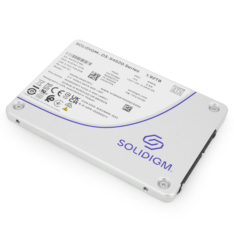 Solidigm/Intel D3-S4520 SSDSC2KB019TZ1Z 1.92TB 1 DWPD SATA 6Gb/s 3D TLC 2.5in Solid State Drive