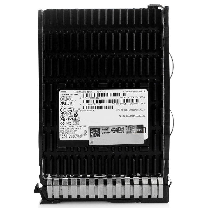 HP Generation 8 P66093-004 6.4TB 3 DWPD PCIe Gen 4.0 x4 8GB/s 3D TLC U.3 NVMe 2.5in Solid State Drive