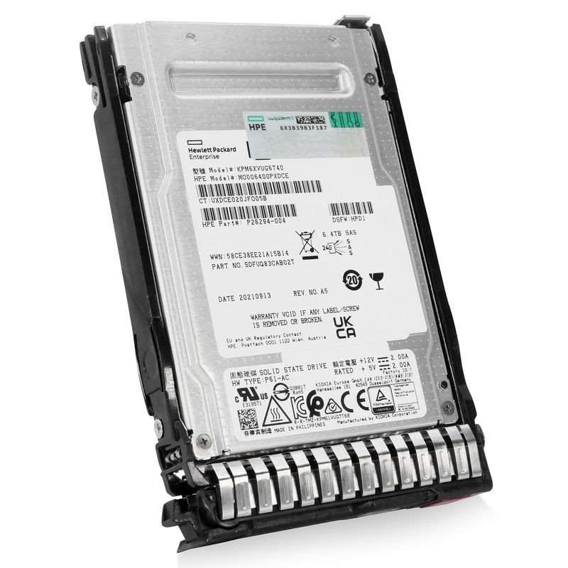HP Generation 8 MO006400PXDCE P26294-004 6.4TB 3 DWPD SAS-4 24Gb/s 3D TLC 2.5in Refurbished SSD