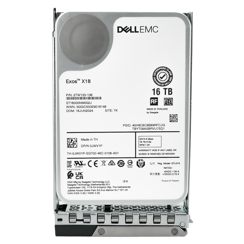 Dell G14 0JWV1P 16TB 7.2K RPM SATA 6Gb/s 512e 3.5in Refurbished HDD