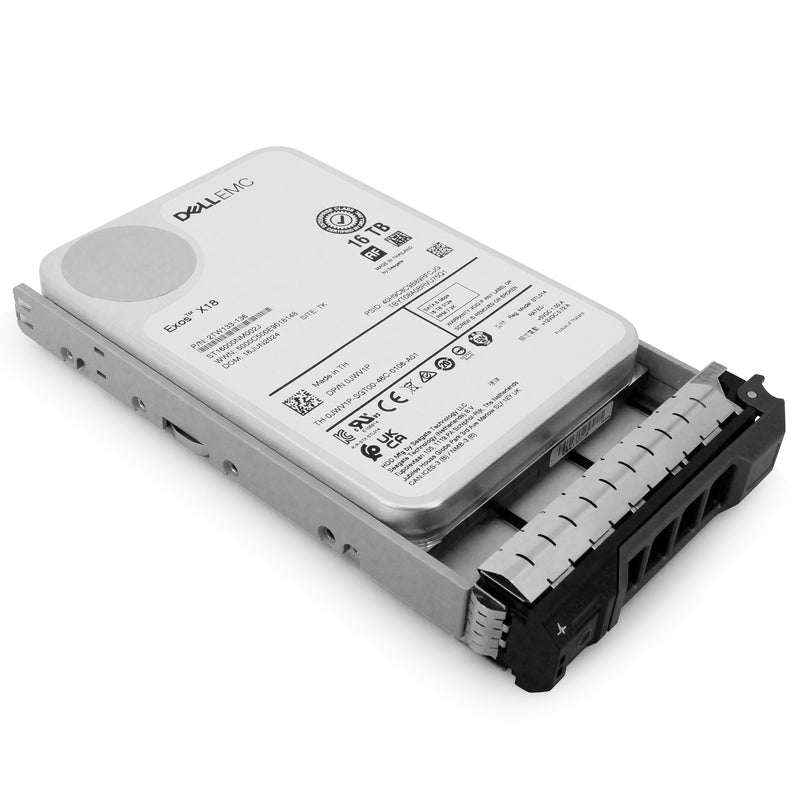 Dell G13 0JWV1P 16TB 7.2K RPM SATA 6Gb/s 512e 3.5in Hard Drive, front bottom angled view
