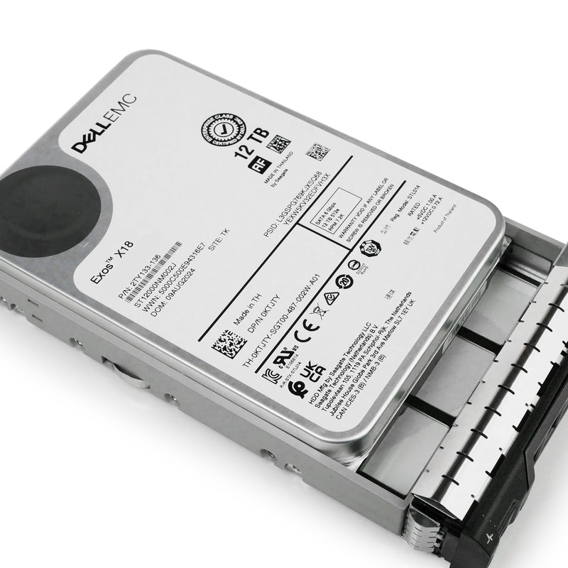 Dell G13 0KTJTY 12TB 7.2K RPM SATA 6Gb/s 512e 3.5in Hard Drive, front bottom side view