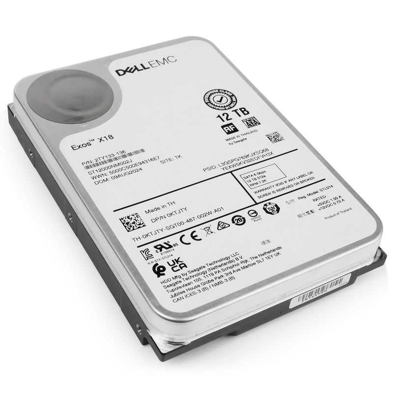 Dell/Seagate Exos X18 ST12000NM002J 12TB 7.2K RPM SATA 6Gb/s 512e 3.5in Refurbished HDD