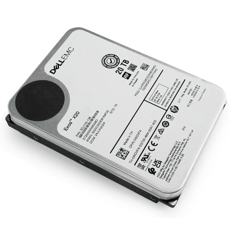 Dell/Seagate Exos X20 ST20000NM008D 20TB 7.2K RPM SATA 6Gb/s 512e 3.5in Hard Drive, front angled view