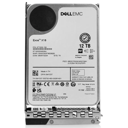 Dell G14 0M1C0T 12TB 7.2K RPM SAS 12Gb/s 512e 3.5in Enterprise Hard Drive, front view