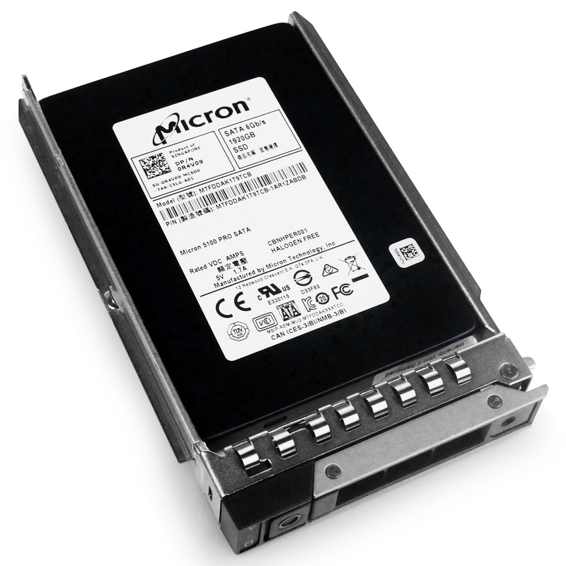 Dell G14 0R4V09 1.92TB SATA 6Gb/s 3D TLC 2.5in Solid State Drive, front bottom angled view