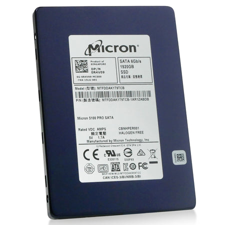 Dell/Micron 5100 PRO MTFDDAK1T9TCB 1.92TB SATA 6Gb/s 3D TLC 2.5in Solid State Drive, front angled view
