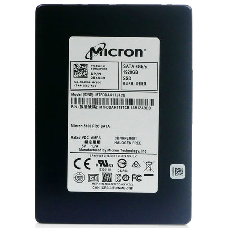 Dell/Micron 5100 PRO MTFDDAK1T9TCB 1.92TB SATA 6Gb/s 3D TLC 2.5in Solid State Drive, front view