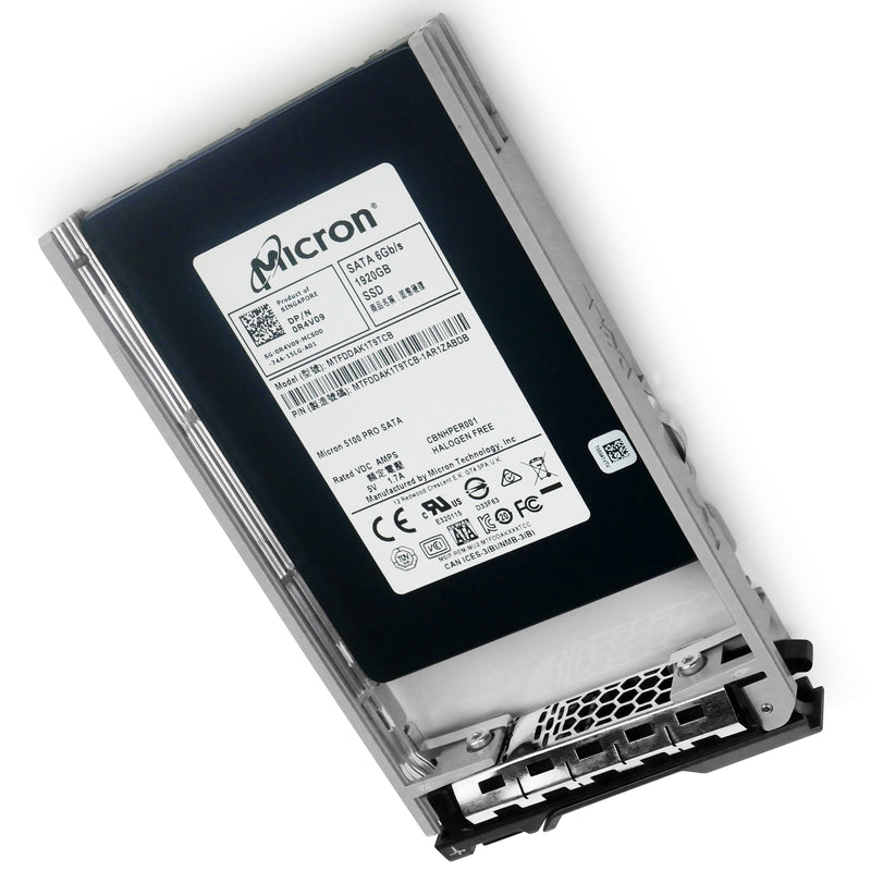 Dell G13 0R4V09 1.92TB SATA 6Gb/s 3D TLC 2.5in Solid State Drive, front angled view