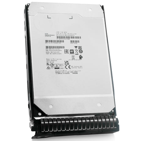 HP Generation 8 MB014000GWTFF P04386-002 14TB 7.2K RPM SATA 6Gb/s 512e 3.5in Hard Drive, front angled view