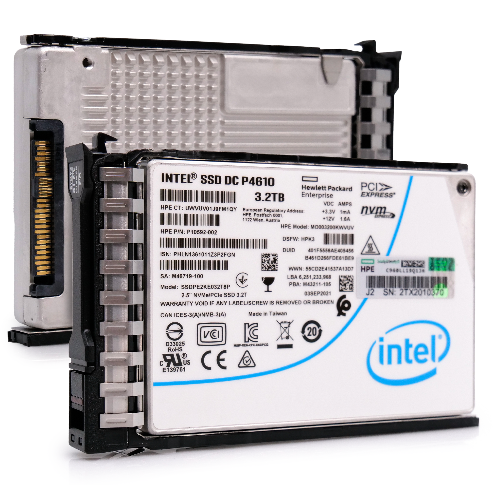 HP/Intel Generation 10 P10592-002 3.2TB 3 DWPD PCIe Gen 3.1 x4 4GB/s Mixed Use 3D TLC 2.5in Refurbished SSD